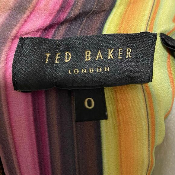 Ted Baker Odeela Floral Swirl-Print Sheath Dress Size 0 Bodycon Sleeveless - Picture 9 of 11